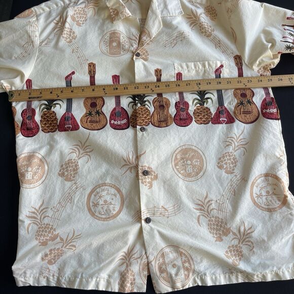 Hawaiian Togs Mens Shirt Extra Large XL Button Up Cotton Camp Shirt Guitar Luau - Picture 8 of 11